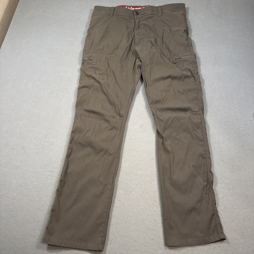 Wrangler ATG Outdoor Pants Mens Khaki Brown Cargo Hiking Utility Tactical 37x30